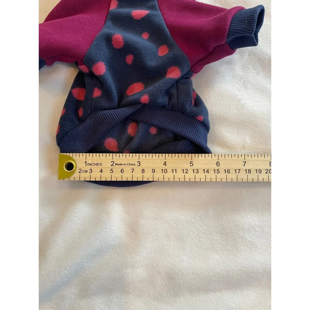 Fitwarm Pet Hoodie Polka Dot Fleece Dog Sweater Burgundy‎ Navy Blue Small